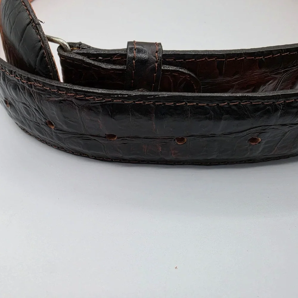 Rogers Belt Western Belt Mens 42 Dark Brown Excellent Crocodile Embossed Leather